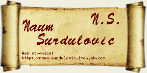 Naum Surdulović vizit kartica